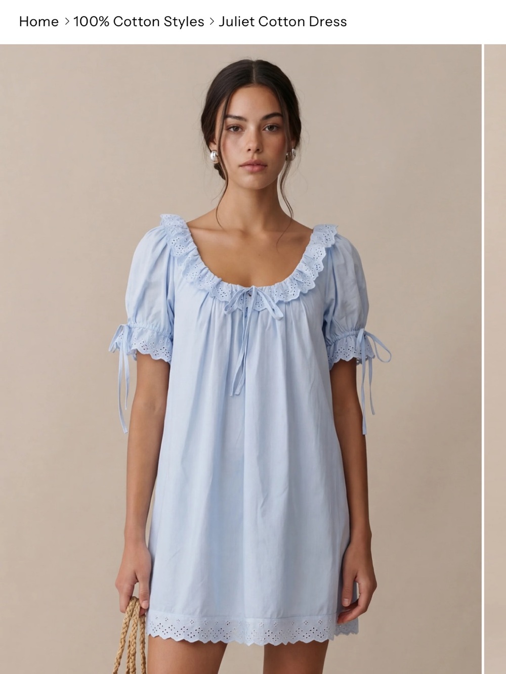 Light Blue Cotton Juliet Chemise Dress
